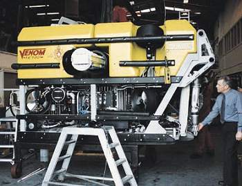 Chris Tarmey with Hydrovision's powerful new 3000m-rated cable maintenance and burial vehicle
