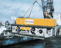  Sonsub's skid-mounted Diverless Flowline Connection System. The ROV can uncouple and fly off independently. 